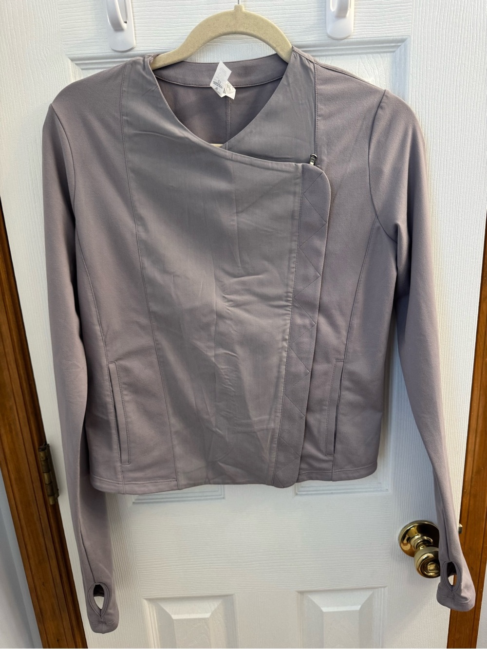 Women's Under Armor Asymmetric Zip Jacket in Light Taupe/Grey